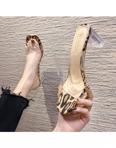 Replica  PU Transparent Leopard Chunky High Heels #797771 $20.61 USD for Wholesale