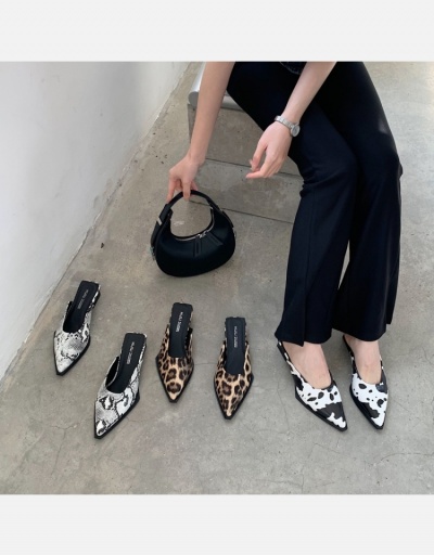 Replica Casual Animal Printed Pointed Toe Mules Heels #797772 $43.09 USD for Wholesale