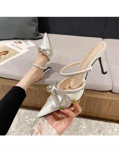  Pointed Toe Bow Rhinestone Heels For Ladies 4.5cm) #797792 $41.85 USD, Wholesale Fashion Heels