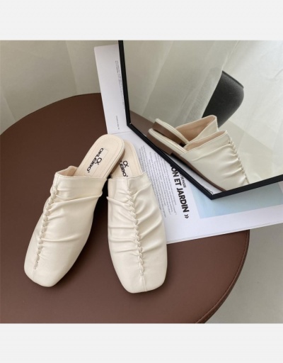 Replica Casual Outdoor Ruched Square Toe Mules Shoes #797793 $36.28 USD for Wholesale