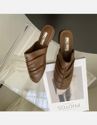 Replica Casual Outdoor Ruched Square Toe Mules Shoes #797793 $36.28 USD for Wholesale