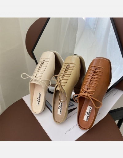 Replica Korean Style Square Toe Lace Up Flats #797797 $39.42 USD for Wholesale