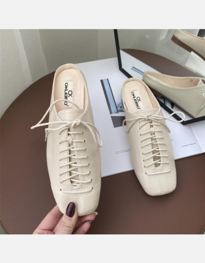 Replica Korean Style Square Toe Lace Up Flats #797797 $39.42 USD for Wholesale