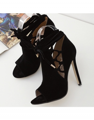 Replica  Bandage Pure Color Solid Black Heels #797798 $30.35 USD for Wholesale