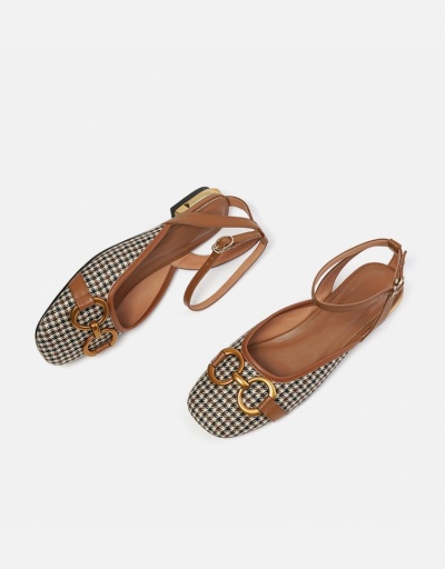 Replica French Style Houndstooth Design Ladies Flats #797801 $24.25 USD for Wholesale