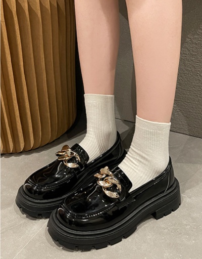 British Style Patent Leather Thick-Soled Out Door Shoes #797805 $25.76 USD, Wholesale Fashion Flats