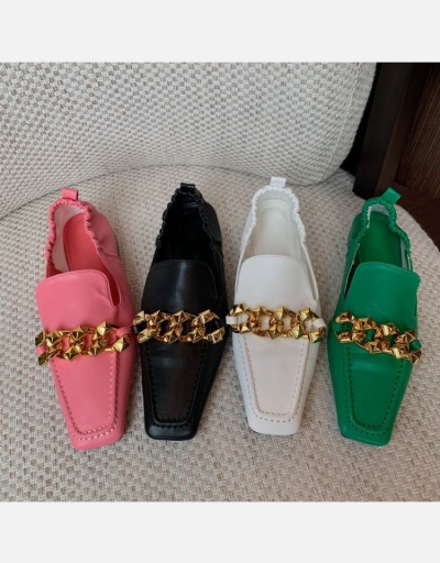 Replica Chain Square Toe Flat Ladies Slip On Shoes #797811 $46.77 USD for Wholesale