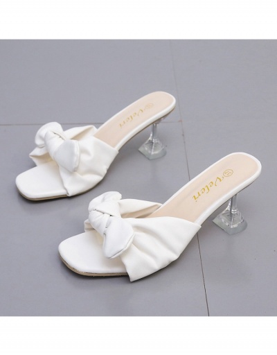 Replica  PU Fashion Bow Square Toe Slip On Heels #797814 $22.75 USD for Wholesale