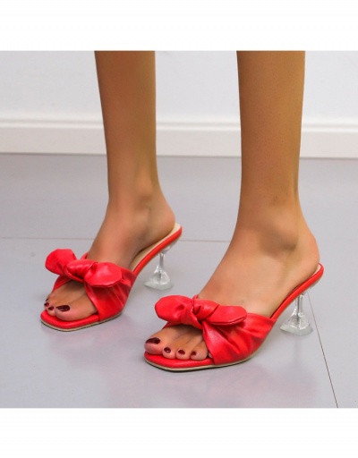 Replica  PU Fashion Bow Square Toe Slip On Heels #797814 $22.75 USD for Wholesale