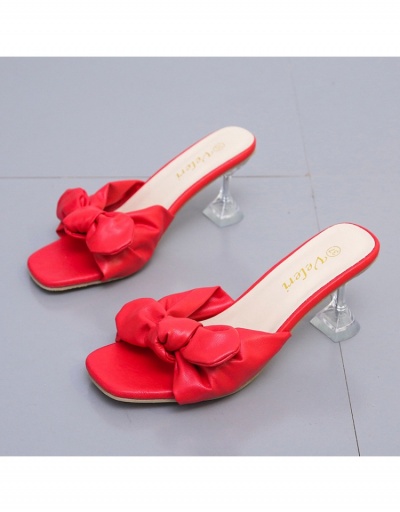 Replica  PU Fashion Bow Square Toe Slip On Heels #797814 $22.75 USD for Wholesale