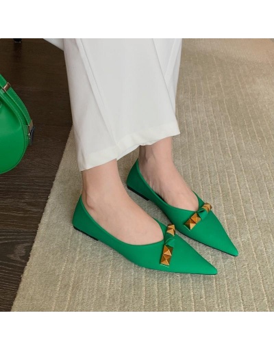 Versatile Rivet Pointed Toe Slip On Flats Shoes #797825 $47.32 USD, Wholesale Fashion Flats