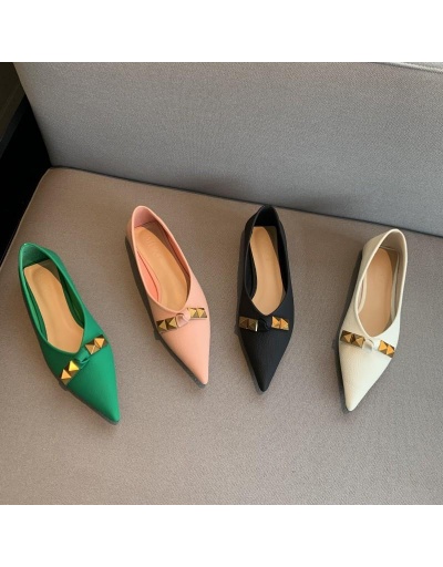 Replica Versatile Rivet Pointed Toe Slip On Flats Shoes #797825 $47.32 USD for Wholesale