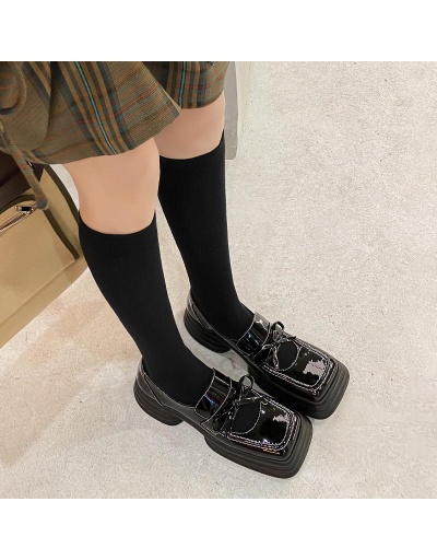 Replica Japanese Style Street Chunky Square Toe Black Flats #797826 $29.12 USD for Wholesale