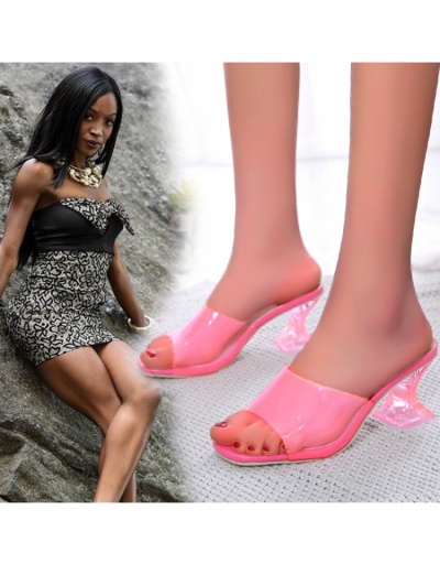 Stylish Transparent Candy Color Heeled Slippers Ladies #797833 $20.03 USD, Wholesale Fashion Heels