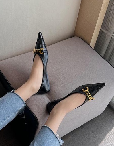 Replica Latest Fashion Chain Patch Pointed Ladies Flats #797834 $48.57 USD for Wholesale