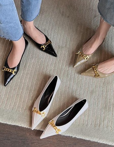 Replica Latest Fashion Chain Patch Pointed Ladies Flats #797834 $48.57 USD for Wholesale