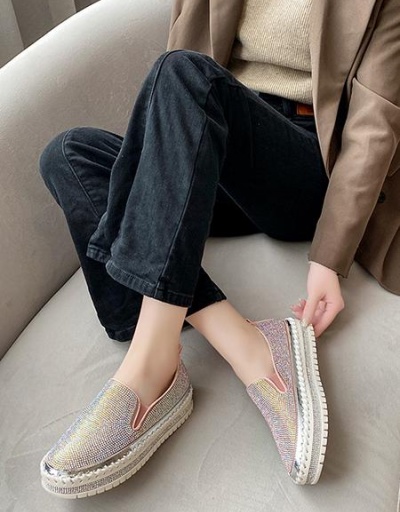 Replica Leisure Rhinestone Slip On Flats For Women #797839 $38.81 USD for Wholesale