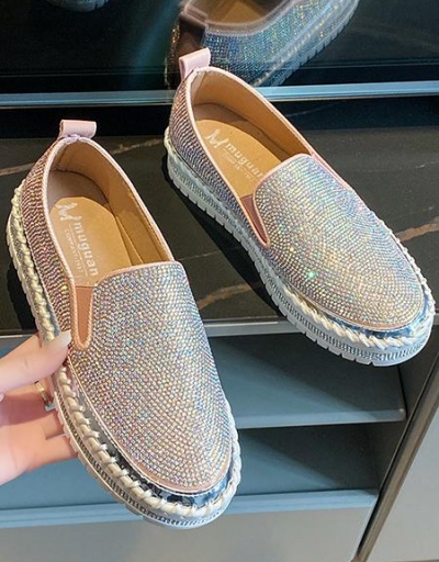 Replica Leisure Rhinestone Slip On Flats For Women #797839 $38.81 USD for Wholesale