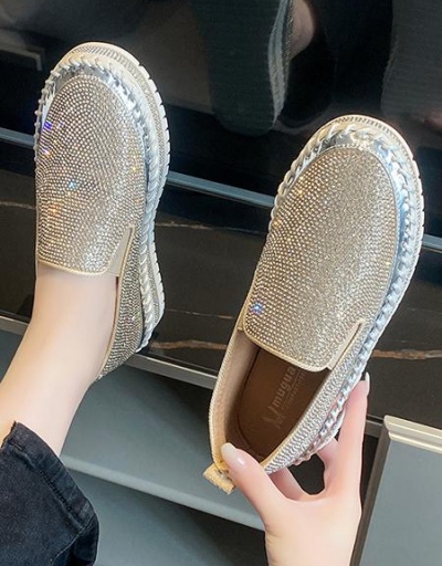 Replica Leisure Rhinestone Slip On Flats For Women #797839 $38.81 USD for Wholesale