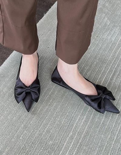 Replica Bowknot Pointed Toe Satin Women Flats #797844 $42.25 USD for Wholesale