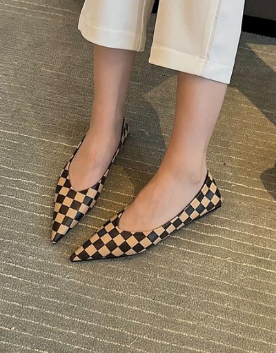 Replica Color Matching Checkerboard Plaid Women's Flat #797848 $43.31 USD for Wholesale