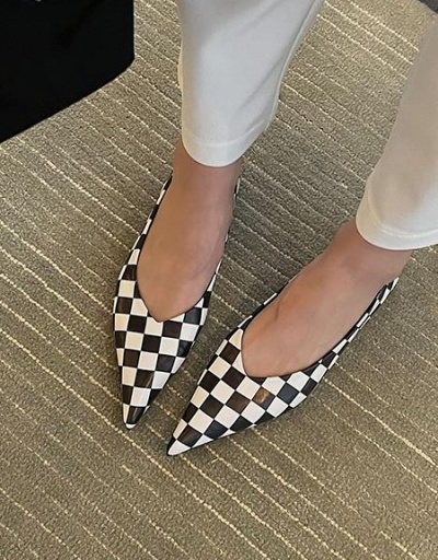 Replica Color Matching Checkerboard Plaid Women's Flat #797848 $43.31 USD for Wholesale