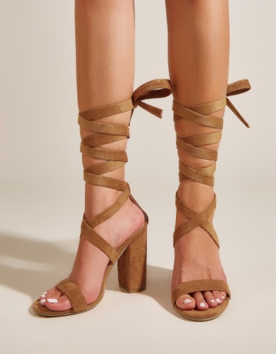 Replica Chunky Sexy Lace Up High Heels Sandals #797849 $35.49 USD for Wholesale