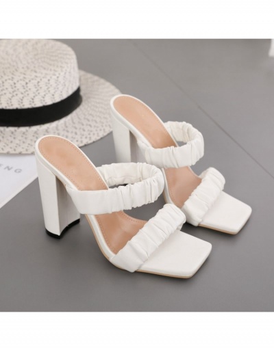 Replica Ladies Ruched Black Square Toe Chunky Heeled Slippers  #797877 $34.65 USD for Wholesale