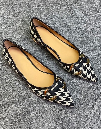 Euramerican Fashion Houndstooth Slip On Flat Shoes #797883 $28.53 USD, Wholesale Fashion Flats