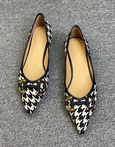 Replica Euramerican Fashion Houndstooth Slip On Flat Shoes #797883 $28.53 USD for Wholesale