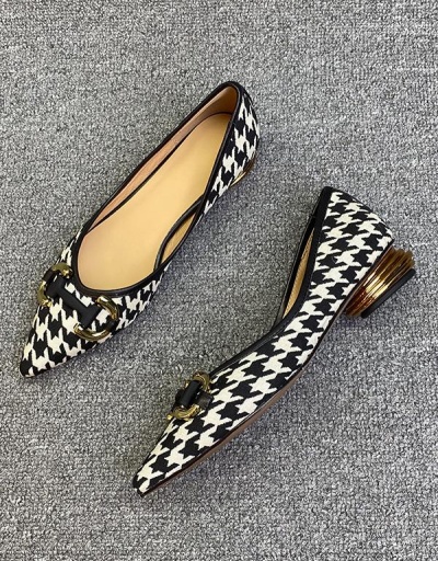 Replica Euramerican Fashion Houndstooth Slip On Flat Shoes #797883 $28.53 USD for Wholesale