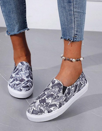 Replica Retro Printed Slip On Shoes For Women #797897 $22.43 USD for Wholesale