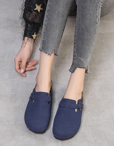 Replica Round Toe Patchwork Flat Slippers For Women #797916 $22.52 USD for Wholesale