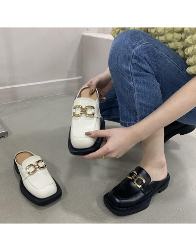 Replica British Style Square Toe Patchwork Design Slippers #797920 $52.78 USD for Wholesale