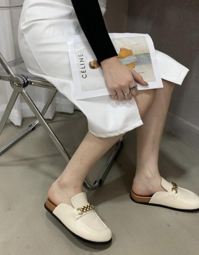 Replica Korean Style Square Toe Chain Patch Slippers #797922 $49.14 USD for Wholesale