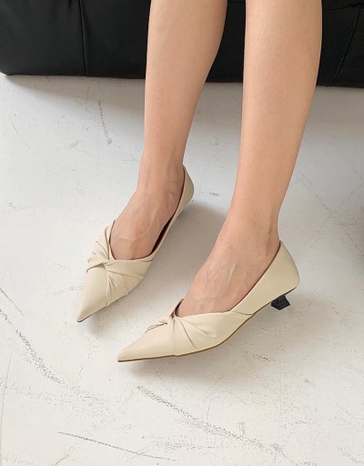 Replica Street Point Toe Ruched Heeled Ladies Flats #797924 $46.06 USD for Wholesale