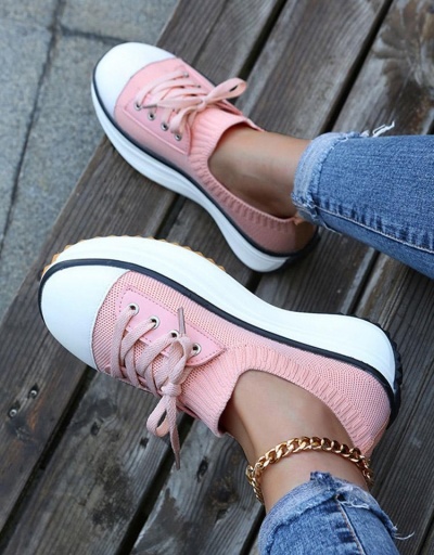 Chunky Soles Casual Lace Up Canvas Shoes #797931 $28.08 USD, Wholesale Fashion Flats