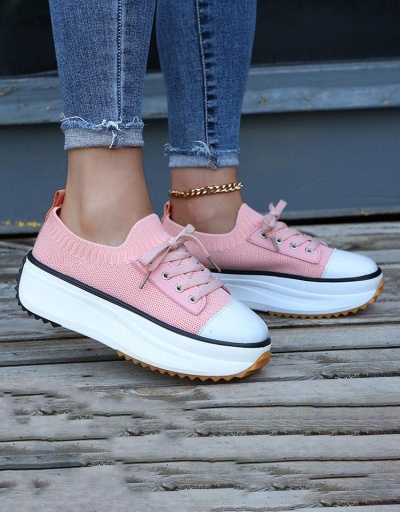 Replica Chunky Soles Casual Lace Up Canvas Shoes #797931 $28.08 USD for Wholesale