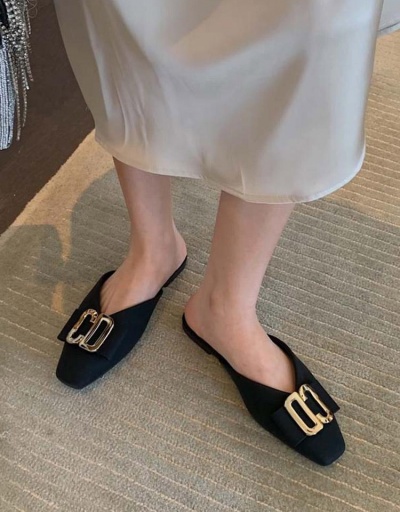 Replica Fashion Metal Buckle Mules Flat Slippers #797933 $37.42 USD for Wholesale