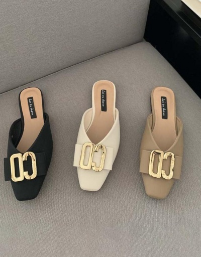 Replica Fashion Metal Buckle Mules Flat Slippers #797933 $37.42 USD for Wholesale