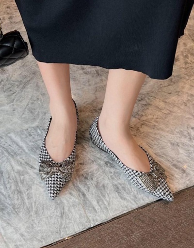 Houndstooth Casual Korean Style Slip On Flat Shoes #797955 $45.50 USD, Wholesale Fashion Flats