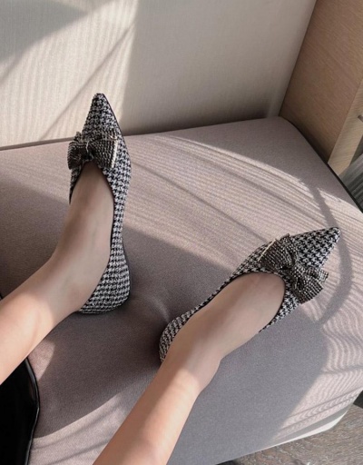 Replica Houndstooth Casual Korean Style Slip On Flat Shoes #797955 $45.50 USD for Wholesale