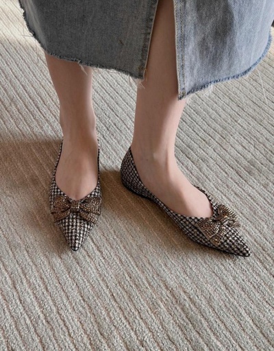 Replica Houndstooth Casual Korean Style Slip On Flat Shoes #797955 $45.50 USD for Wholesale