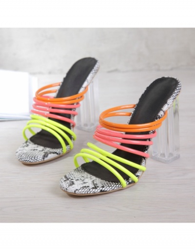 Replica Fashion Contrast Color Snake Print Heeled Slippers #797958 $40.37 USD for Wholesale