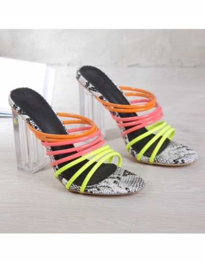 Replica Fashion Contrast Color Snake Print Heeled Slippers #797958 $40.37 USD for Wholesale