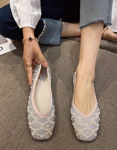 Replica Fashion Faux Pearl  Rhinestone Flats For Women #797959 $47.32 USD for Wholesale