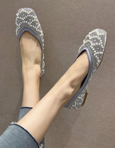 Replica Fashion Faux Pearl  Rhinestone Flats For Women #797959 $47.32 USD for Wholesale