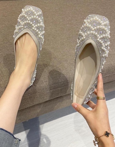 Replica Fashion Faux Pearl  Rhinestone Flats For Women #797959 $47.32 USD for Wholesale