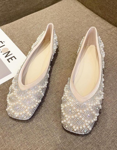 Replica Fashion Faux Pearl  Rhinestone Flats For Women #797959 $47.32 USD for Wholesale