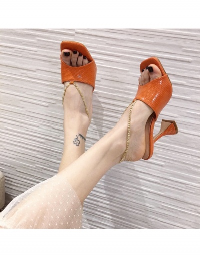 Stylish Chain Patch Square Toe High Heeled Slippers #797960 $38.61 USD, Wholesale Fashion Heels